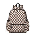 thumbnail image 1 of Brown and White Checkered Pattern Backpack for School, Cute School Bag with Adjustable Shoulder Straps and Padded Back, 13.4"x11"x4.7", 1 of 5