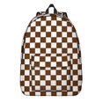 thumbnail image 1 of Brown and White Checkered Pattern Backpack for School, Cute School Bag with Adjustable Shoulder Straps and Padded Back, 15.7"x11.8"x5.5", 1 of 5