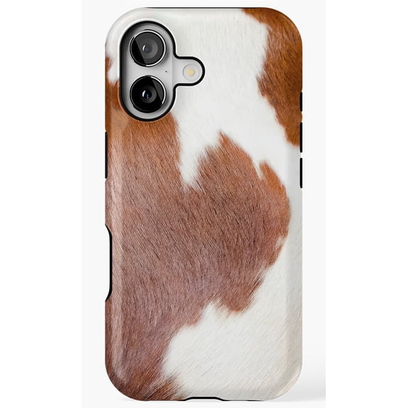 Brown and White Cow Hide Animal Skin Texture Art Phone Case for iPhone 11 12 13 14 15 16 17 Pro Max