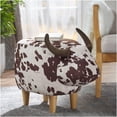 thumbnail image 1 of Brown and White Cow Print Velvet Ottoman Footstool, Modern Animal Shaped Accent Stool for Living Room, Bedroom, Porch, Garden Decor, 1 of 8