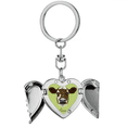 thumbnail image 1 of Brown-and-White Domestic Dairy Cow Animal Heart Angel Wing Key Chain Holder, 1 of 3