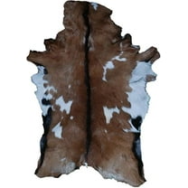 Brown and White Goat Hide Rug | 100% Genuine Hair-On Leather Goat Skin for Rustic Decor