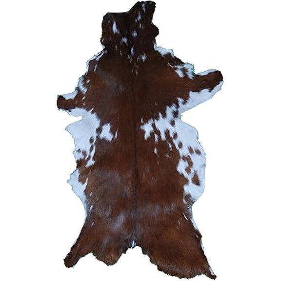 Brown and White Goat Hide Rug | 100% Genuine Hair-On Leather Goat Skin for Rustic Decor