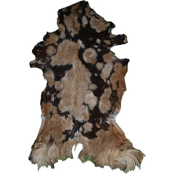 Brown and White Goat Hide Rug | 100% Natural Hair-On Leather Goat Skin for Rustic Decor