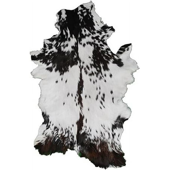 Brown and White Goat Hide Rug | 100% Natural Hair-On Leather for Stylish Home Decor