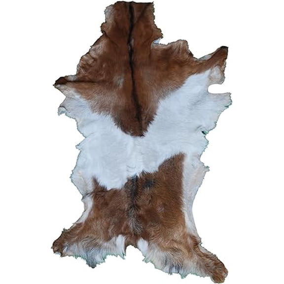 Brown and White Goat Hide Rug | Genuine Hair-On Leather for Stylish Living Spaces