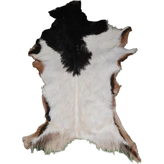Brown and White Goat Hide Rug | Luxurious Hair-On Leather Goat Skin for Modern Decor