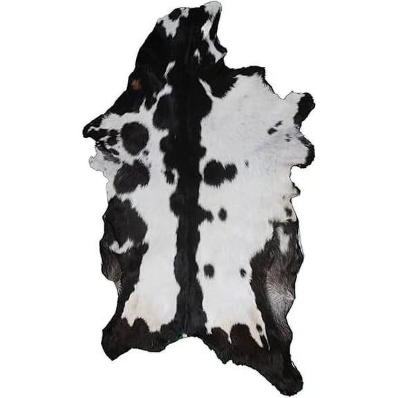 Brown and White Goat Hide Rug | Luxurious Hair-On Leather for Unique Rustic Interiors