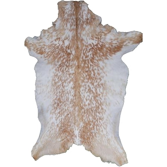 Brown and White Goat Skin Rug | Genuine Hair-On Leather Hide for Unique Home Decor