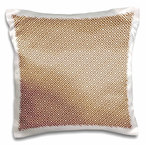 3dRose, Brown and White Greek Key Pattern, 16x16 inch Pillow Case