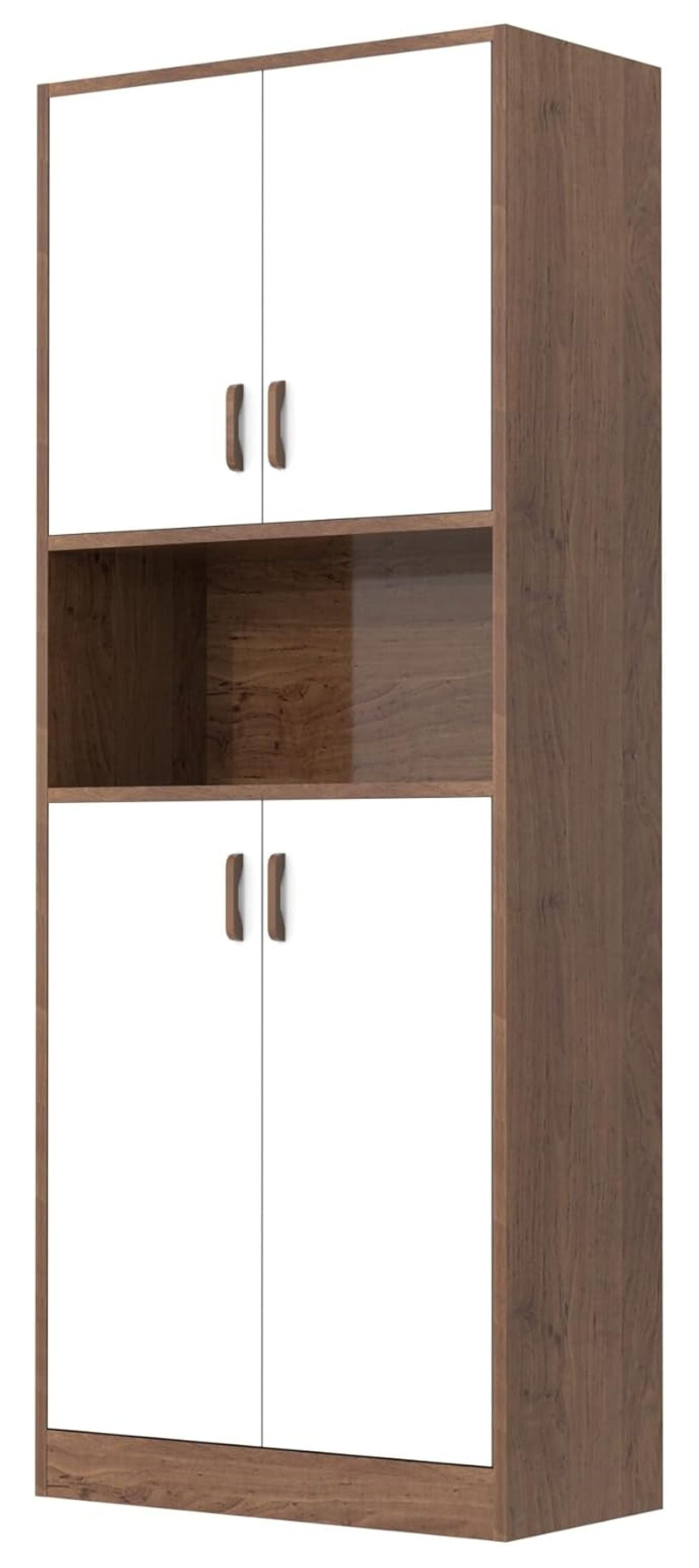 Brown and White Kitchen Pantry 70" Tall Kitchen Storage