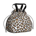 thumbnail image 1 of Brown and White Leopard Print Drawstring Insulated Lunch Bag for Women, Stain-Resistant Large Lunch Tote with Multi-Pockets for Work Office, 1 of 5