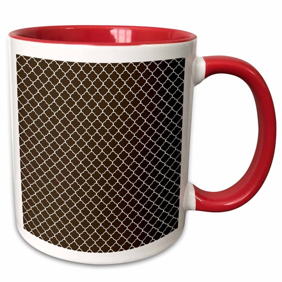 Brown and White Quatrefoil 11oz Two-Tone Red Mug mug-201474-5
