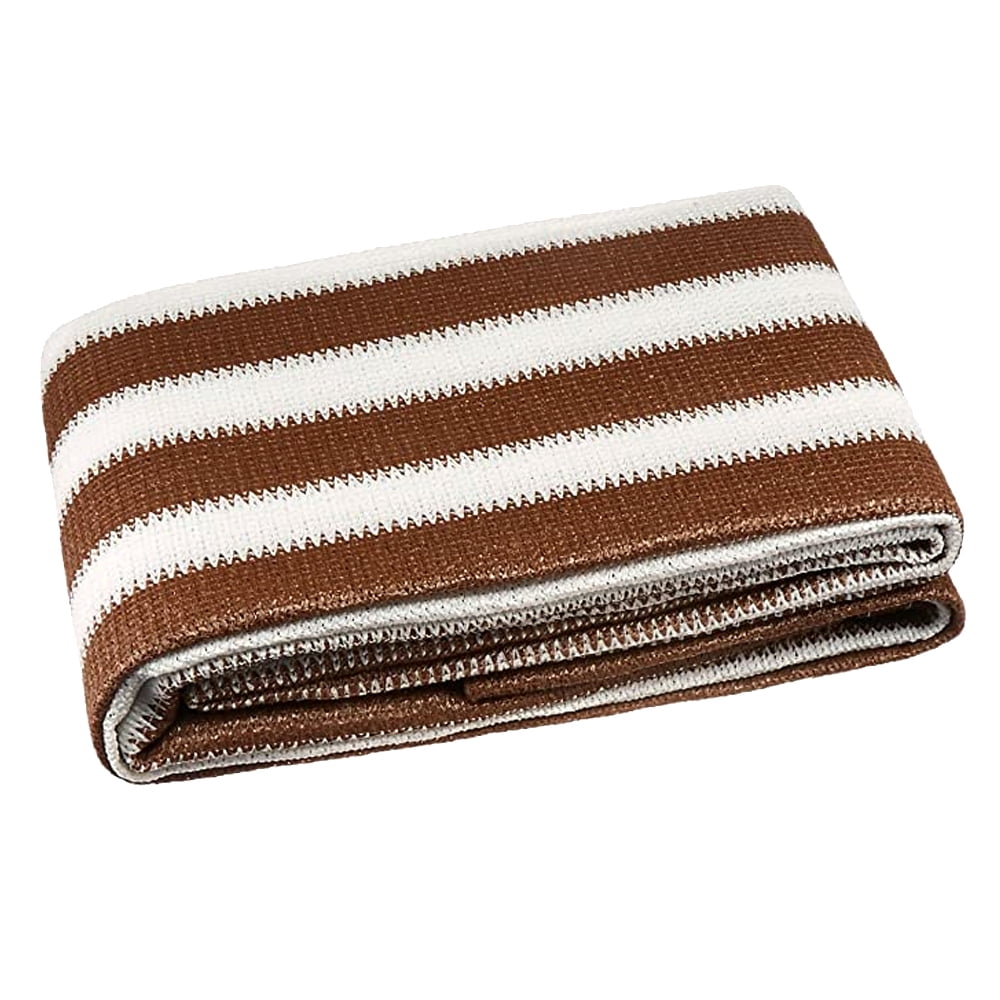 Brown and White Striped Waterproof Polyester Privacy Fence Screen