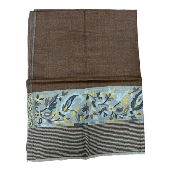 Brown and Yellow Woollen Scarves for Women with Simple Chic Floral Prints Accessory for Fall/Winter
