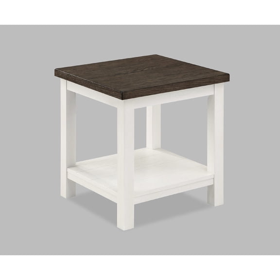 Brown and white two - tone end table / Enhances primary living room decor
