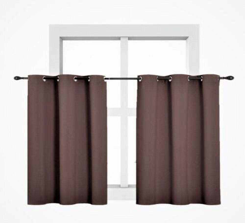Brown color 1 Panel Grommets top window treatment curtain thermal insulated blackout drape blocking sun light size 28" wide X 36" length for kitchen décor or small window K30