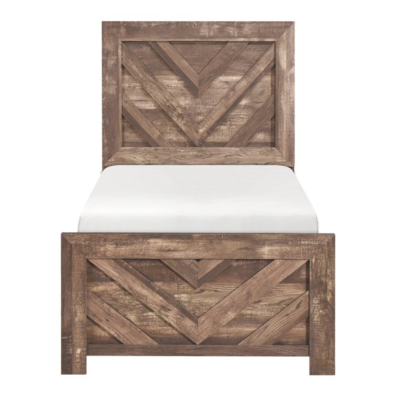 Brown finish, twin panel bed frame | Bedroom decoration with unique design