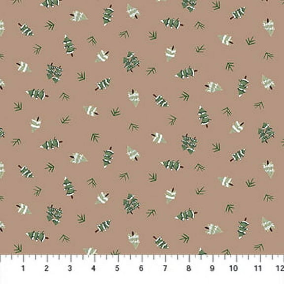 Brown little trees Winter Frost holiday cotton fabric FIGO Fabrics Sold by the Quarter Yard