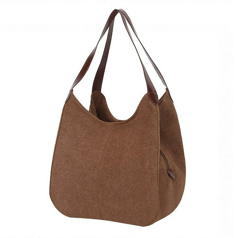 Brown new multi-compartment canvas women's bag, trendy and