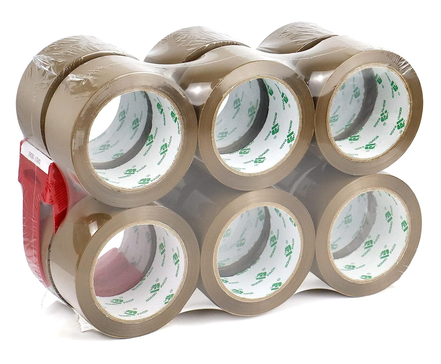 Brown Packing Tape Refills, Heavy Duty 12Rolls with 1 Dispenser for Packaging, Shipping and Moving, 2.4Mil 1.88 Inch x 60 Yard
