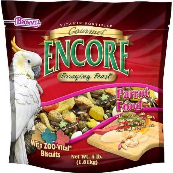Brown's Encore Gourmet Foraging Feast Parrot Bird Food, 4 Lb