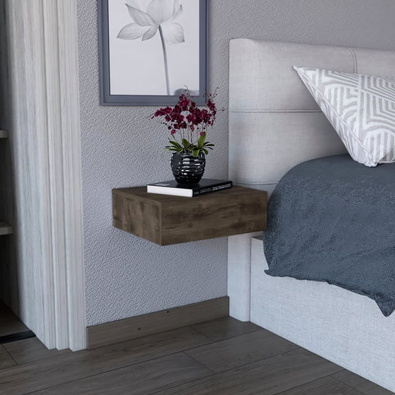 Brown side table, wall-mounted style / Helps optimize room space