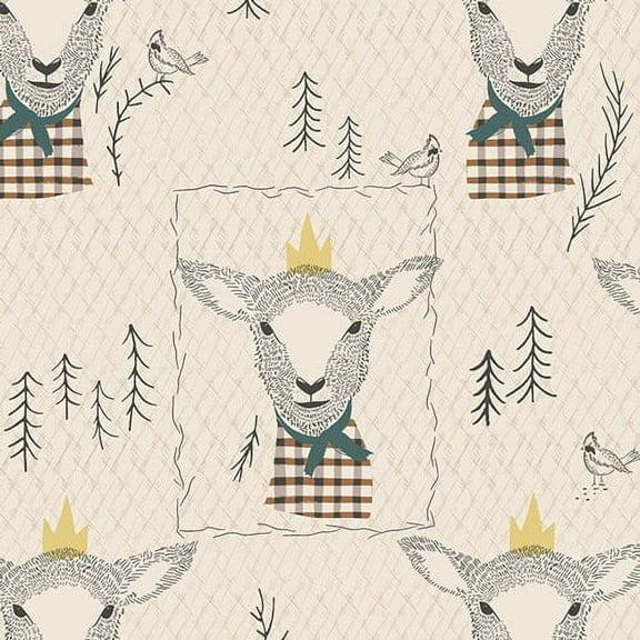 Brown tan sheep fabric, Sir Wooly Lambkin cotton fabric Art Gallery, Sold by the Quarter Yard