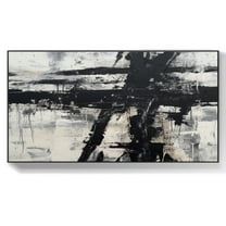 Brown and white abstract painting on canvas large black wall art original textured canvas art modern abstract art contemporary wall decor,(41*81cm)16*32 Inches,Unstretched,Frameless