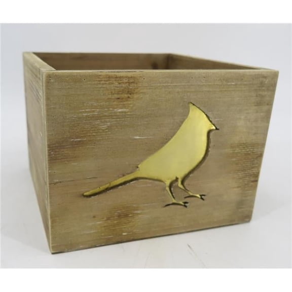 Brown with Gold Bird Imprint Planter