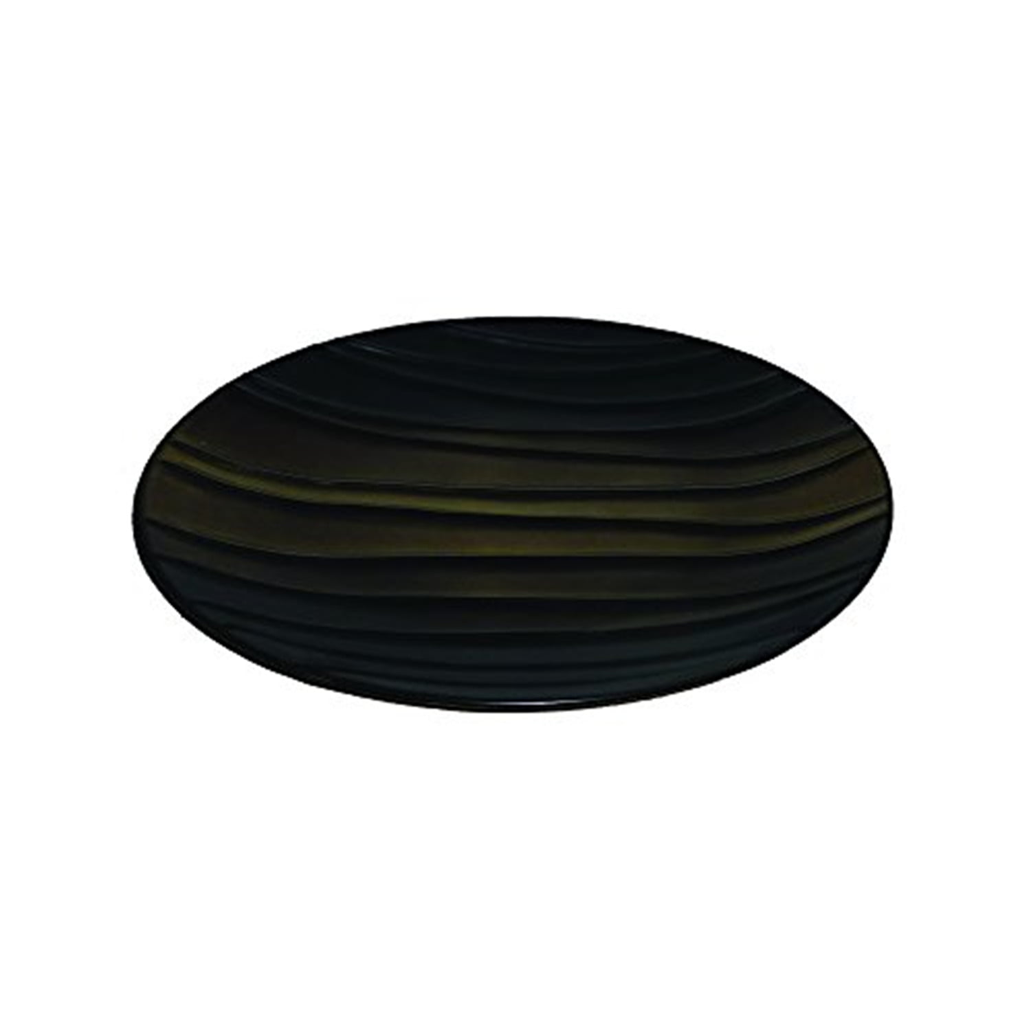 Dark Brown Oval Ceramic Plate with Golden Highlights