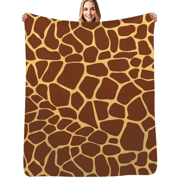 Brown yellow giraffe print pattern Flannel Blankets Soft Throw Blanket Winter Travel Office Outdoor Bedspread