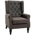 thumbnail image 1 of Demi Bonn 40" Modern Upholstered Armchair with High Back Button Tufted, Mid-Century Retro Wood Leg Chair for Living Room, Bedroom, Beige, 1 of 11