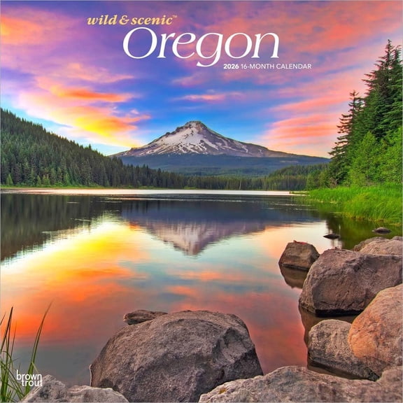 BrownTrout, Oregon Wild and Scenic 2026 Wall Calendar, 12'' X 12'', 16-Month Calendar with Stapled Binding