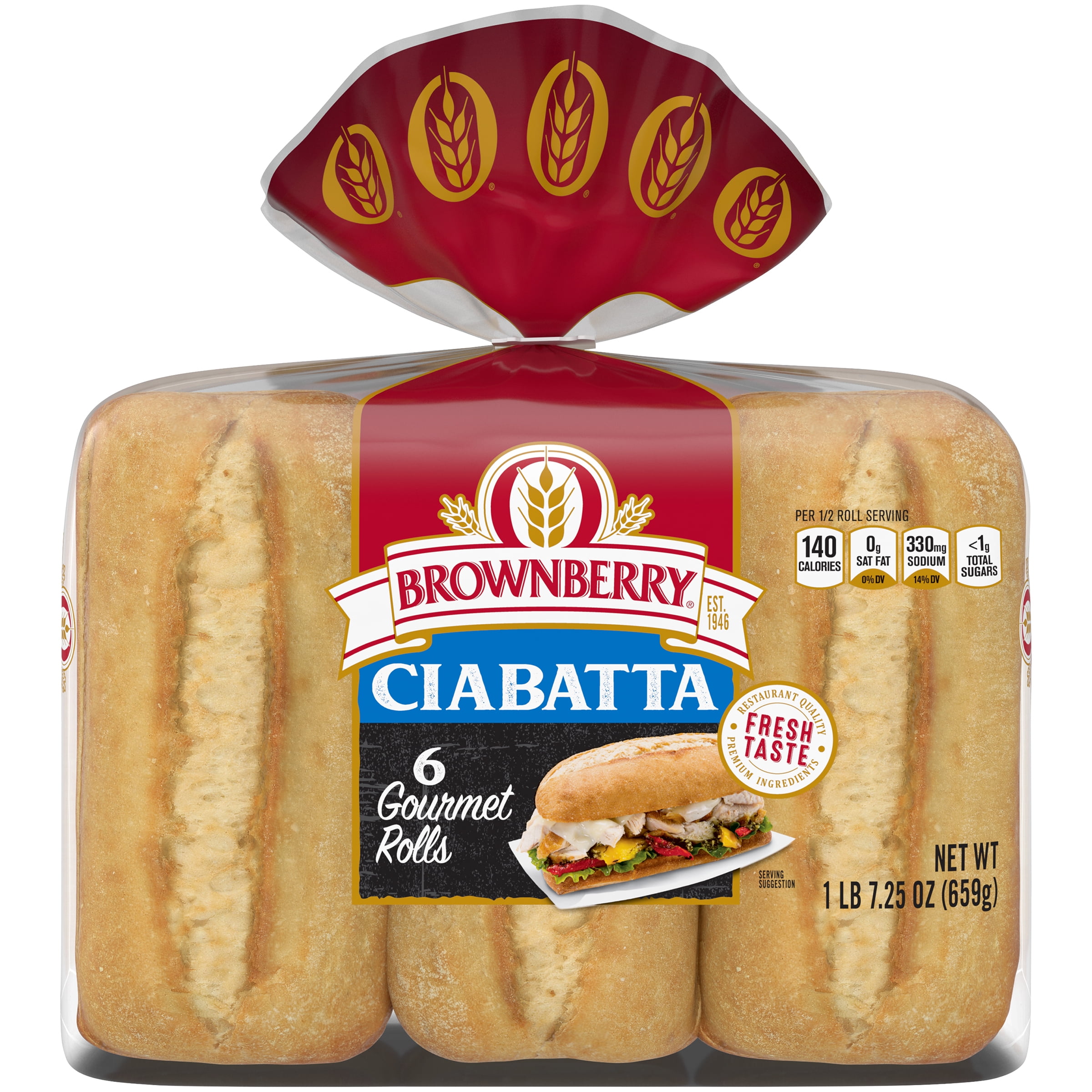 Brownberry Ciabatta Gourmet Buns, 6 count, 23 oz