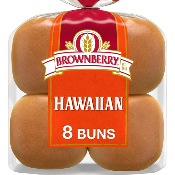 Brownberry Hawaiian Buns, 8 count, Sweet Hamburger Buns, 16 oz Bag