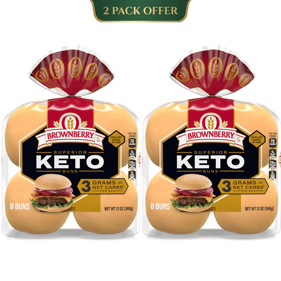 Brownberry Keto Buns, 3g Net Carbs, 8 Count, 12 oz Bag
