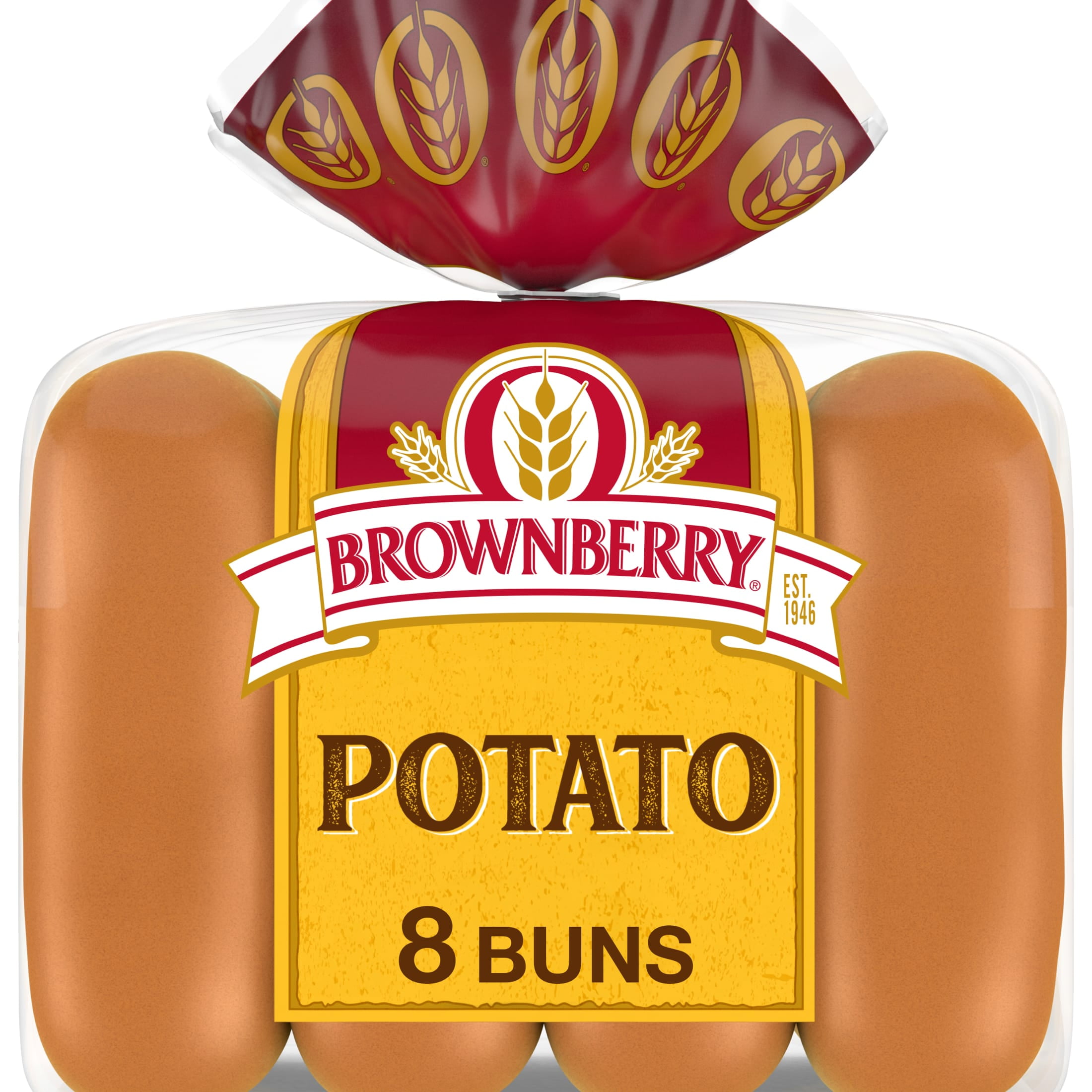 Brownberry Potato Buns, 8 count, Hot Dog Buns, 16 oz Bag