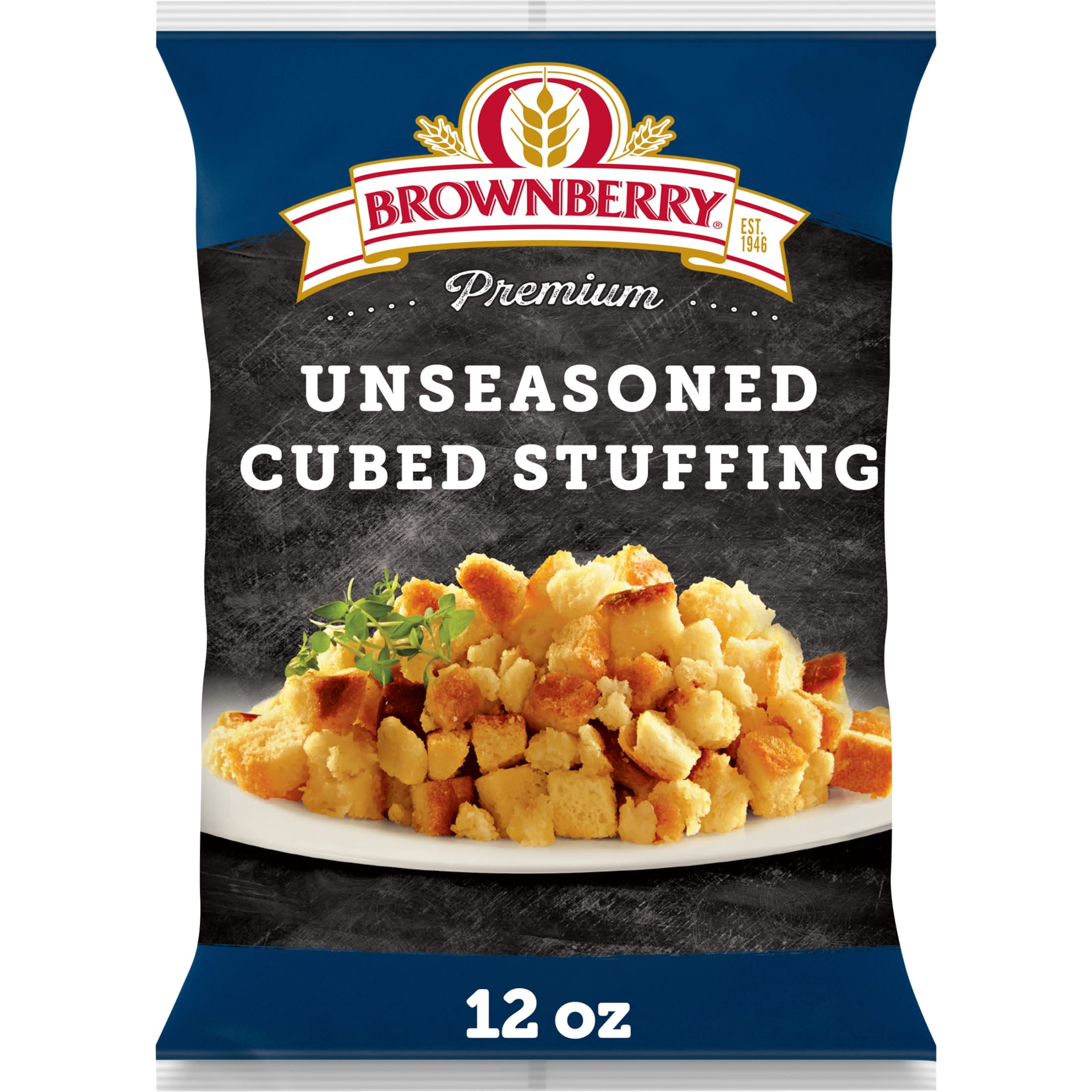 Brownberry Premium Unseasoned Cubed Bread Stuffing, 12 oz, Turkey Stuffing Mix, Bag