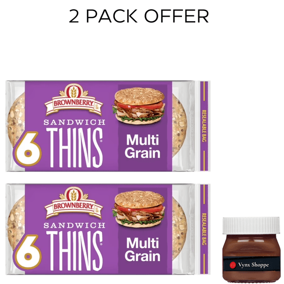 Brownberry Sandwich Thins Multigrain Rolls, 6 count, Pre-sliced Sandwich Thins, 12 oz Bag