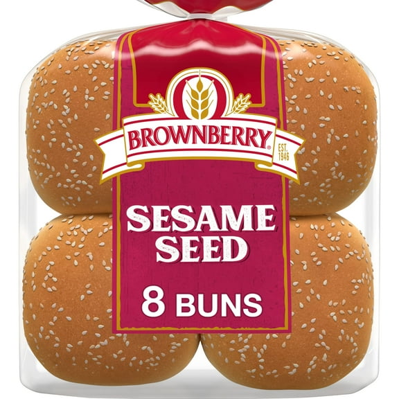Brownberry Sesame Seed Buns, 8 count, White Hamburger Buns, 16 oz Bag