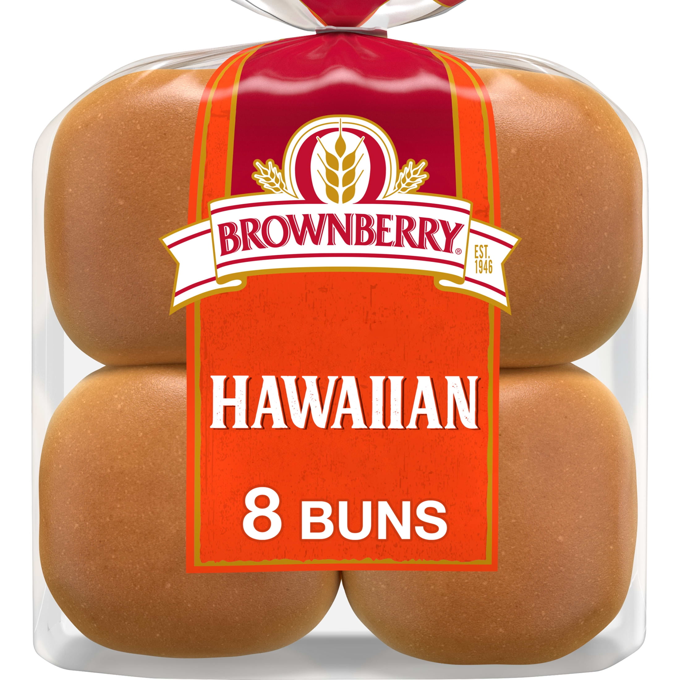Brownberry Hawaiian Buns, 8 count, Sweet Hamburger Buns, 16 oz Bag