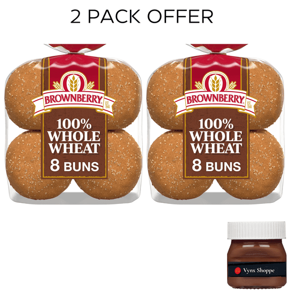 Brownberry Whole Wheat Buns, 8 count, Hamburger Buns, 16 oz Bag