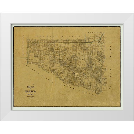 Browne 32x26 White Modern Wood Framed Museum Art Print Titled - Wood County Texas - Browne 1857