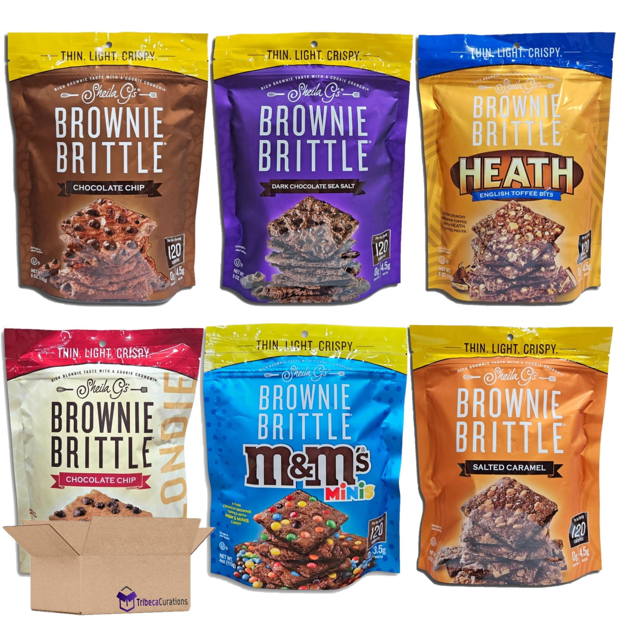 Brownie Brittle Variety Pack 6 Unique Flavors 5 Ounce Bag Pack of 6