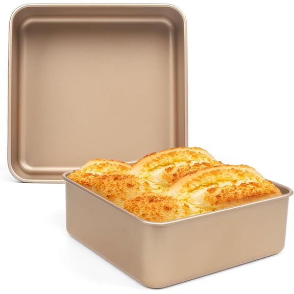 Brownie Pan, 2 Pack Square Baking Pan Cake Non Stick Pans, Small Pans Deep For Toaster Oven, Bakeware Cakes, Cookies & Breads (9 Inches)