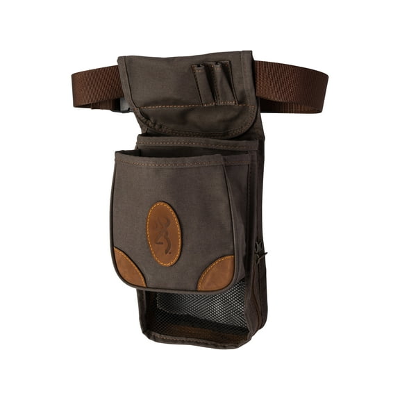 Browning 121388693 Lona Deluxe Shell Pouch Canvas/Leather Flint/Brown