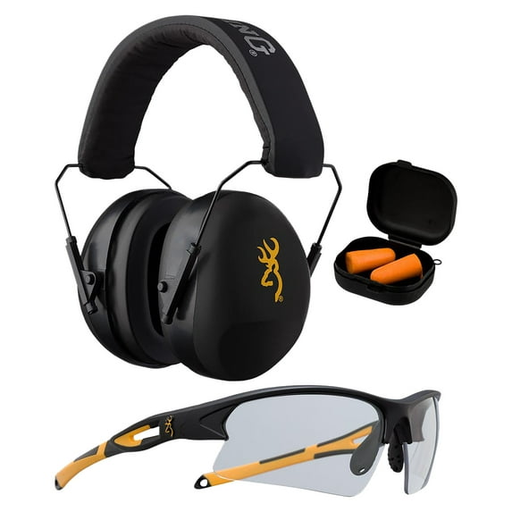 Browning 126368 Range Kit Earmuff/Plugs/Glasses 27/31 dB Black
