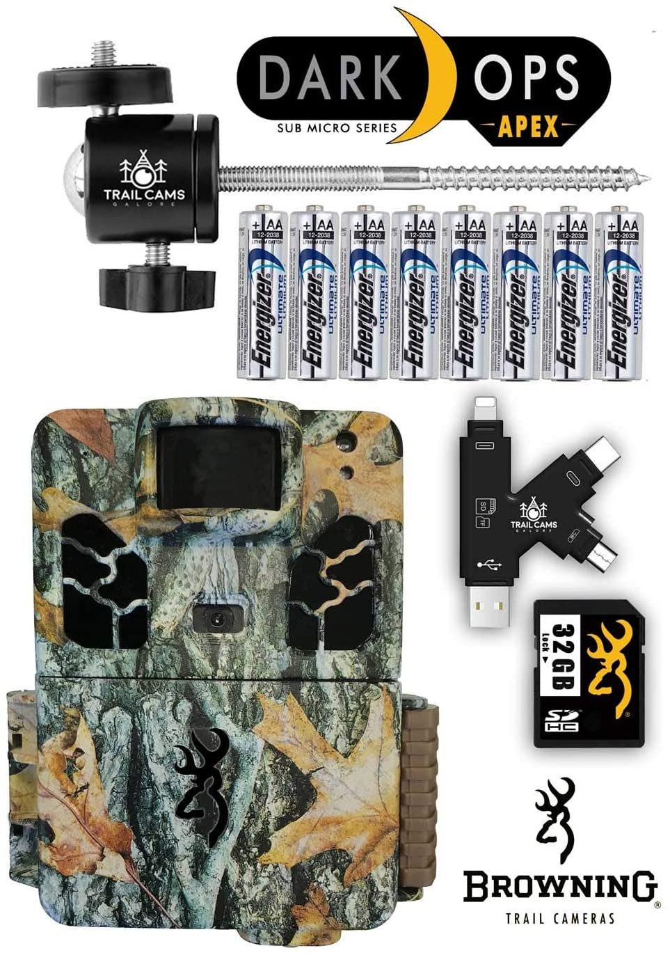 Browning Dark Ops Apex Trail Camera with Batteries, SD Card, Card Reader, and Mount - image 1 of 5