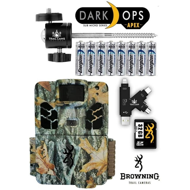 Browning Dark Ops Apex Trail Camera with Batteries, SD Card, Card Reader, and Mount